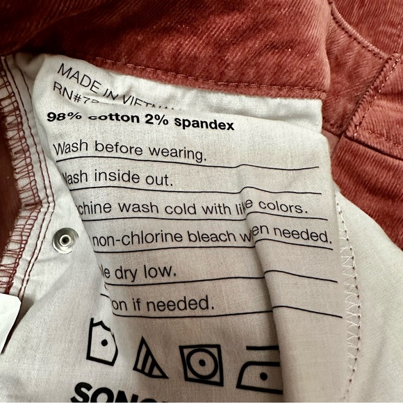 Sonoma Womens Size 18 Corduroy Wide Leg Cropped Pants High Waisted Russet Color - Picture 6 of 6